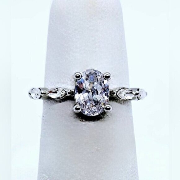 Sterling Silver Wedding Anniversary Engagement 2 Carat Oval Moissanite D… - Picture 5 of 10